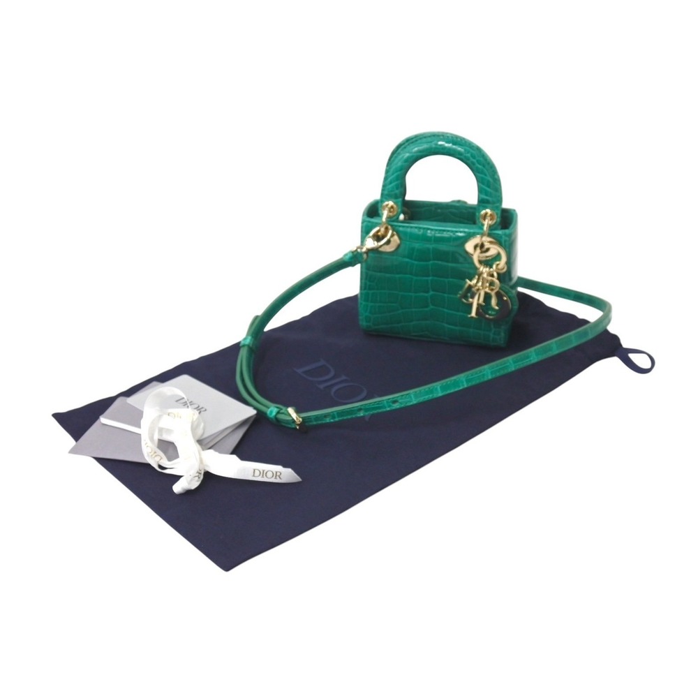Dior Christian Green Shoulder Lady Crocodile Bag - Picture 2 of 8